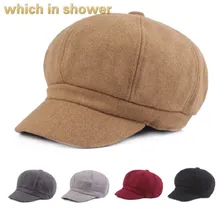 Которая в душевой шерсти женская шапка однотонная теплая зимняя плоская кепка для женщин snapback кепка газетчика винтажная Кепка с острым носком bone fashion gorras