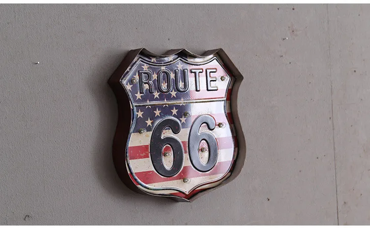 Route 66 светодиодный винтажный декор для бара, светодиодный неоновый светильник с металлической пластиной, Декор для дома, для клуба, кафе, настенный арт