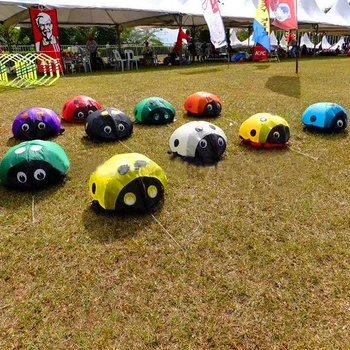 

free shipping high quality ladybird soft kites can walk not flying children kite wholesale ripstop nylon bee kites wheel outdoor