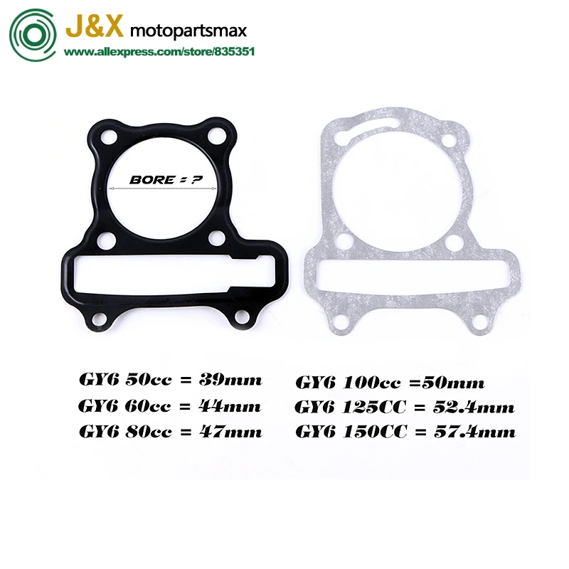 

Cylinder Gasket Scooter GY6 50 80 125 150cc Cylinder Kit 139qmb 137qma 152qmi 157qmj Engine 39mm 44mm 37mm 47mm 52.4mm 57.4mm