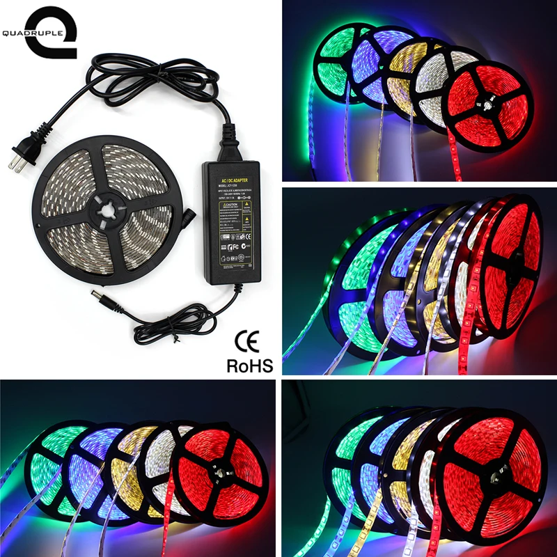 

Quadruple 1m 5m 2835 5050 SMD Led Strip Light DC12V 60 Leds/M Fiexble Led Ribbon Tape Waterproof LED Decor