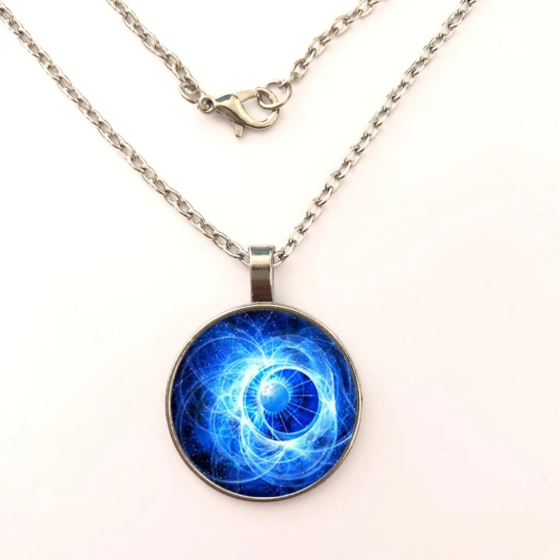 GDRGYB 2019 Galaxy Star moon стеклянный круглый кулон ожерелье серебро дружба подарок