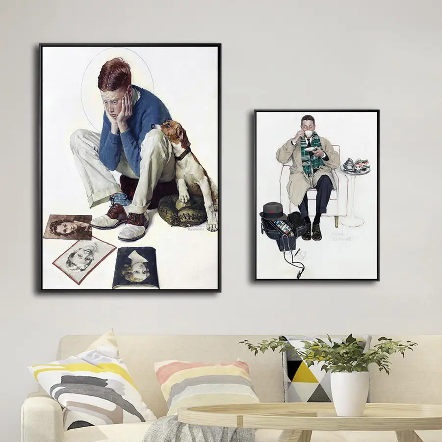 

Home Decoration Print Art Wall Pictures for Living-room Poster Canvas Printing Paintings American Norman Rockwell 2