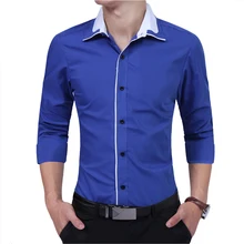 Бренд модная мужская рубашка Топы с длинными рукавами простая и чистая Повседневная рубашка мужские платья рубашки тонкие мужские рубашки 3xl