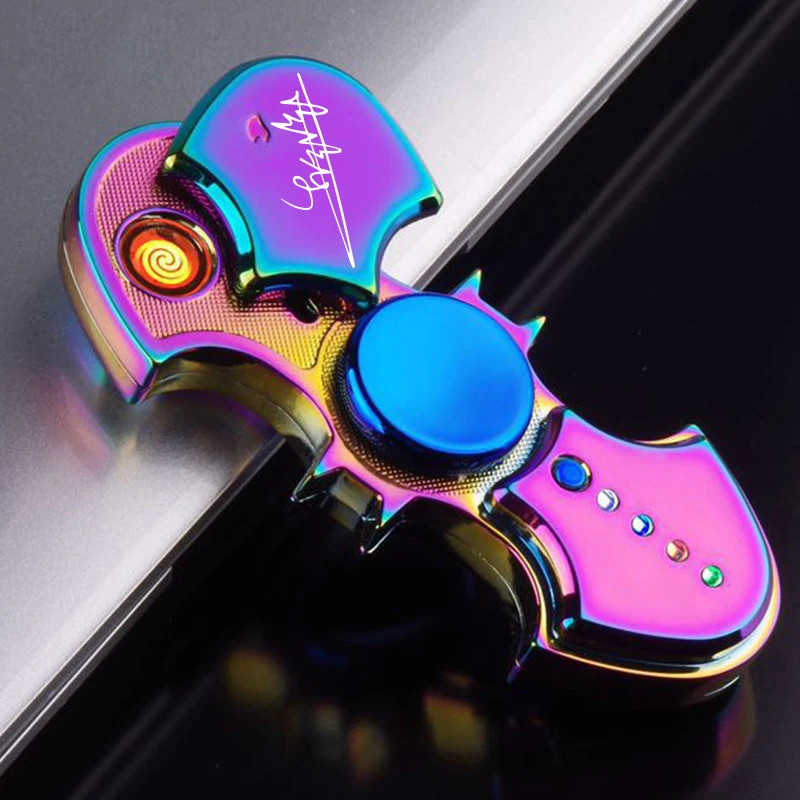 

Inflatable Lighters Fingertip Gyro Glow In Dark Light Fidget Spinner Hand Top Spinners Stress Cigarette Accessories Men's Gift E