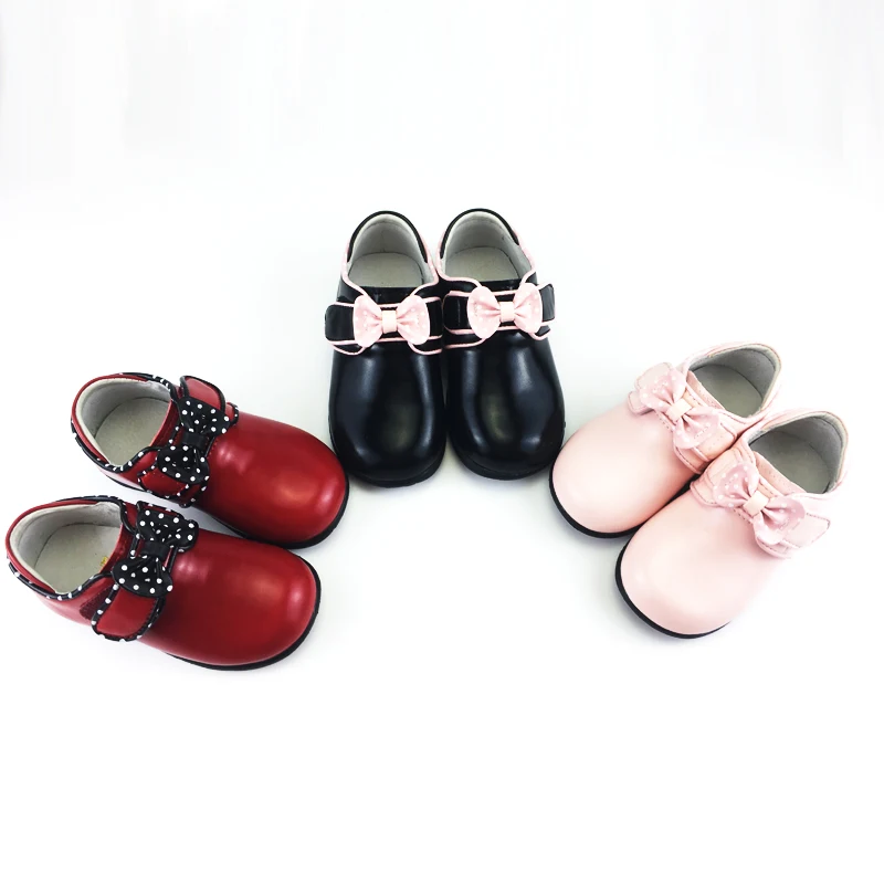 Bekamille/детская обувь; кроссовки для девочек; Новинка года; сезон весна-осень; детская обувь в горошек с бантом; кожаная обувь для малышей