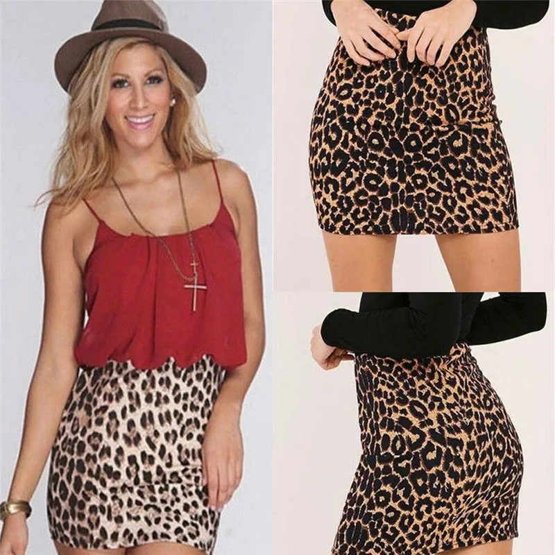 Женская мода лето мини Леопардовый принт юбки с высокой талией юбки женские повседневные юбки новое поступление