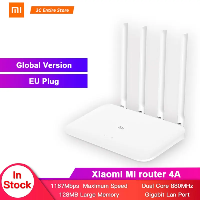 

Global version Xiaomi Mi 4A Router Gigabit edition 2.4GHz +5GHz WiFi 16MB ROM + 128MB DDR3 High Gain 4 Antenna APP Control IPv6