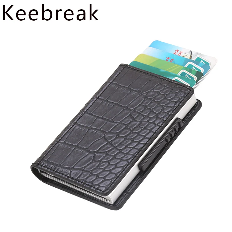 

Anti Rfid Blocking Credit Card Holder Metal Wallet Business Bank secure id Cardholder Crocodile Card Bag Case Pocket creditcard