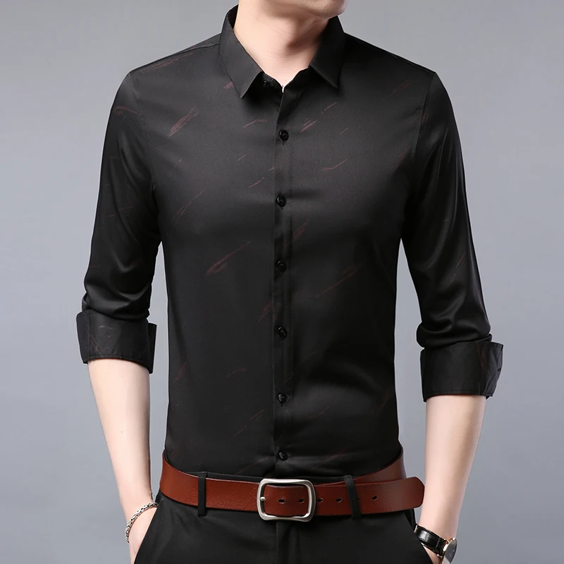 

Men Long sleeve Shirt Slim fit 2019 Spring New Business style Casual Male Shirts C010