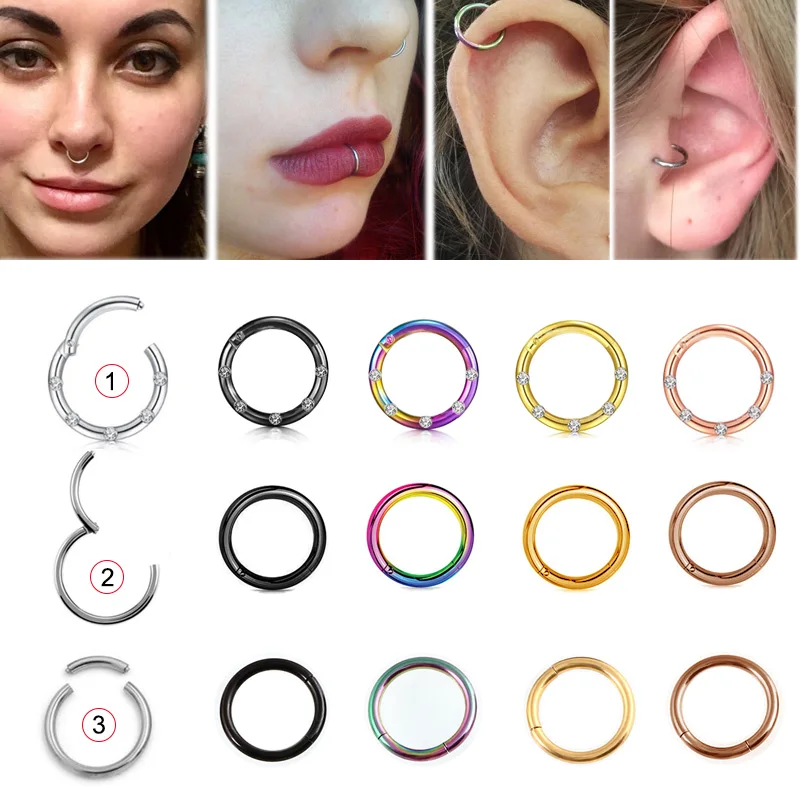 1 шт., 16 г, стальное кольцо, кольца для носа, пирсинг в форме ушек, кольцо для носа, пирсинг, зажим для пирсинга, пирсинг, ювелирные изделия для тела