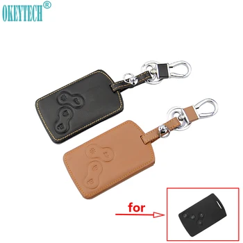 

OkeyTech Leather Car Key Cover Case Protector High Quality for Renault Clio Logan Megane 2 3 Koleos Scenic Card Remote Keyless