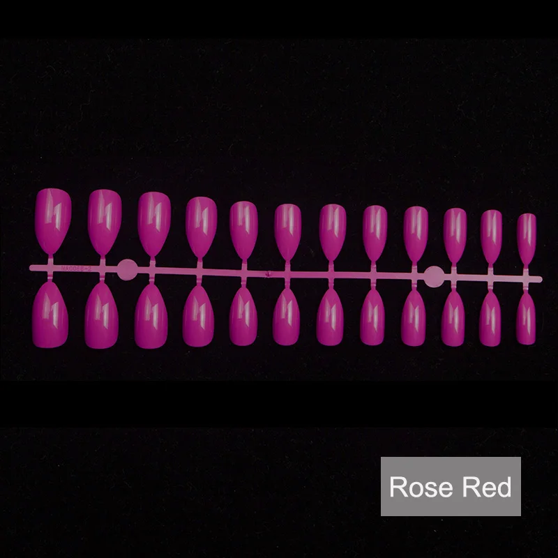 24 шт поддельные ногти Короткие накладные ногти миндаль острые ногти Советы Розовый Красный Сделай Сам дизайн ногтей искусственные губки