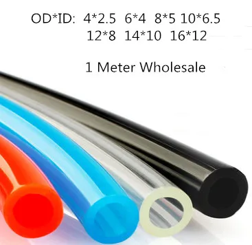 

1 meter Pneumatic pats PU tube 4*2.5 mm 6*4 mm 8*5mm 10*6.5 mm 12*8 14*10mm 16*12mm air pipe Air compressor hose