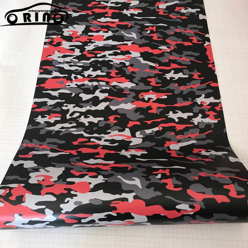 Black Red Grey Camouflage Vinyl Film-3