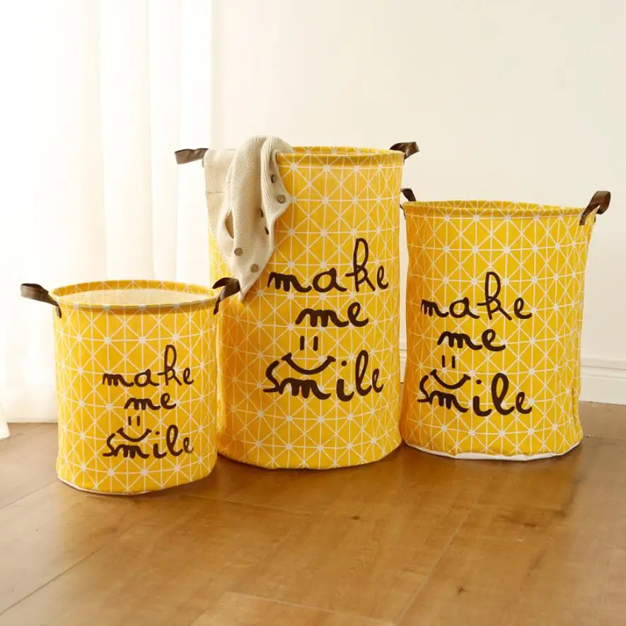 

New Yellow rhombus Waterproof Laundry Hamper Portable Clothes Storage Baskets Home decoration barrel Folding kids toy organizer