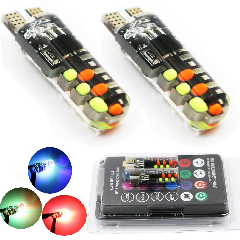 

YSY 10sets New T10 w5w RGB 12SMD COB 194 168 Car With Remote Controller Flash/Strobe Reading Wedge Light Clearance lights