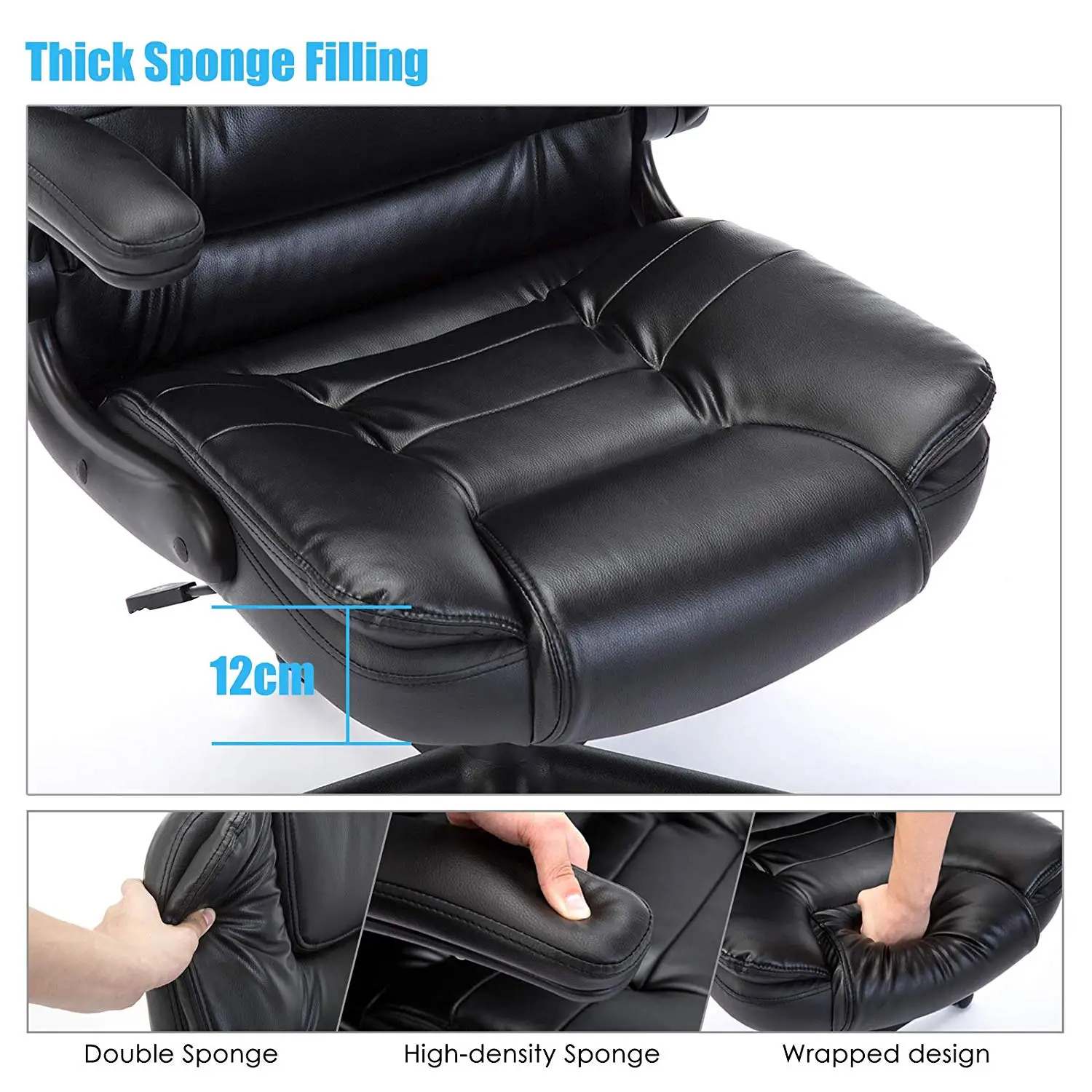IntimaTe WM Heart Leather Office Executive Chair with Foldable Arms Ergonomic Swivel Computer Desk Chair A35