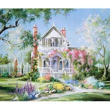 На заказ Алмазная картина eigen foto вилла сад пейзаж Мандала Алмазная картина Полная площадь/круглые фильмы для украшения дома птица