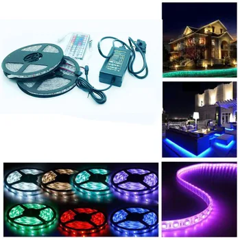 

SMD RGB LED Strip Light waterproof 5050 60leds / m 220V led ribbon diode flexible ribbon DC 12V1m 4m 5m 10m power adapter set