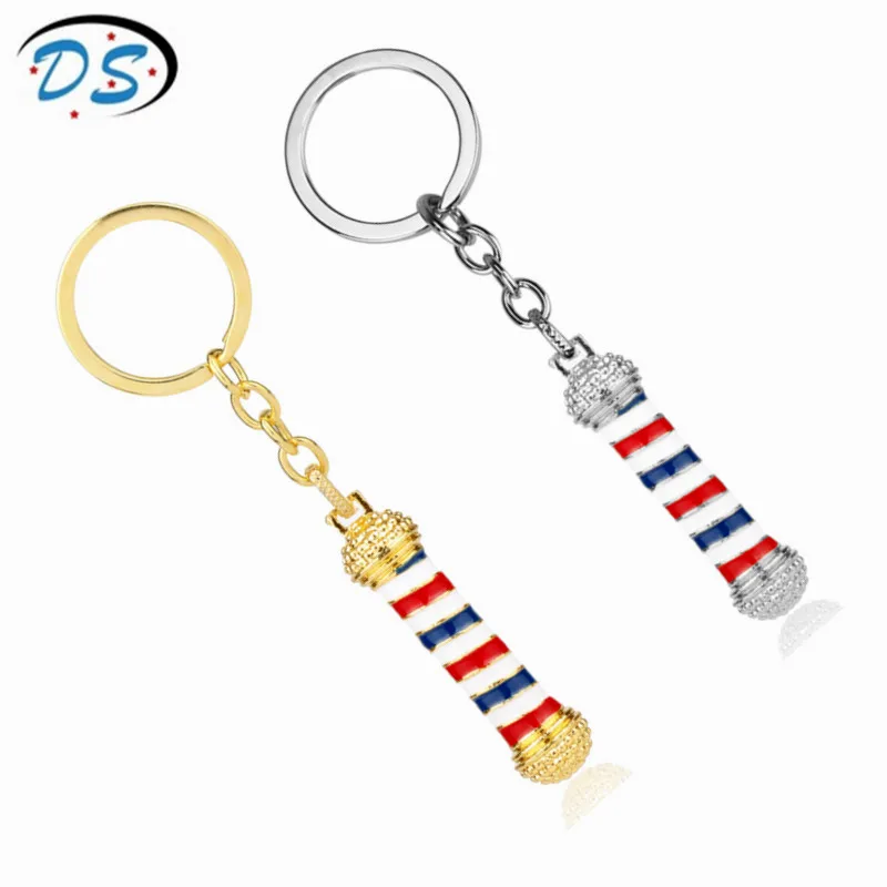 

professional Barber Shop Keychain west Barber Pole Pendant key holder Hairdresser Trendy Keyrings trinket chaveiro souvenir