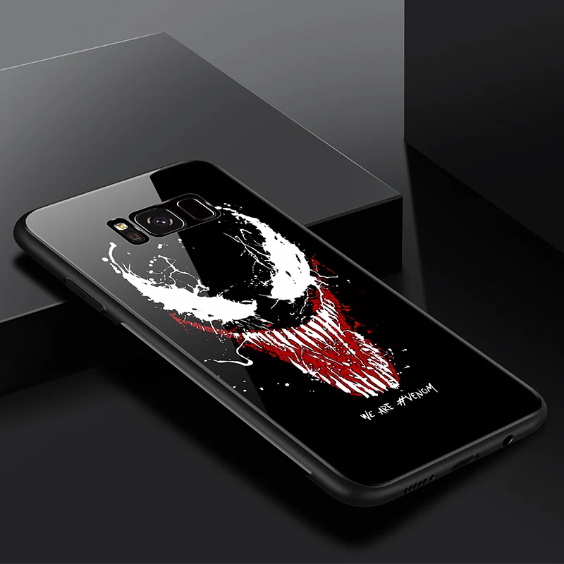 

Coque Luxury Brand Marvel Avengers Venom Shockproof Tempered Glass Case For Samsung Galaxy s8 s9 Plus Note 8 9 s9plus Back Cover