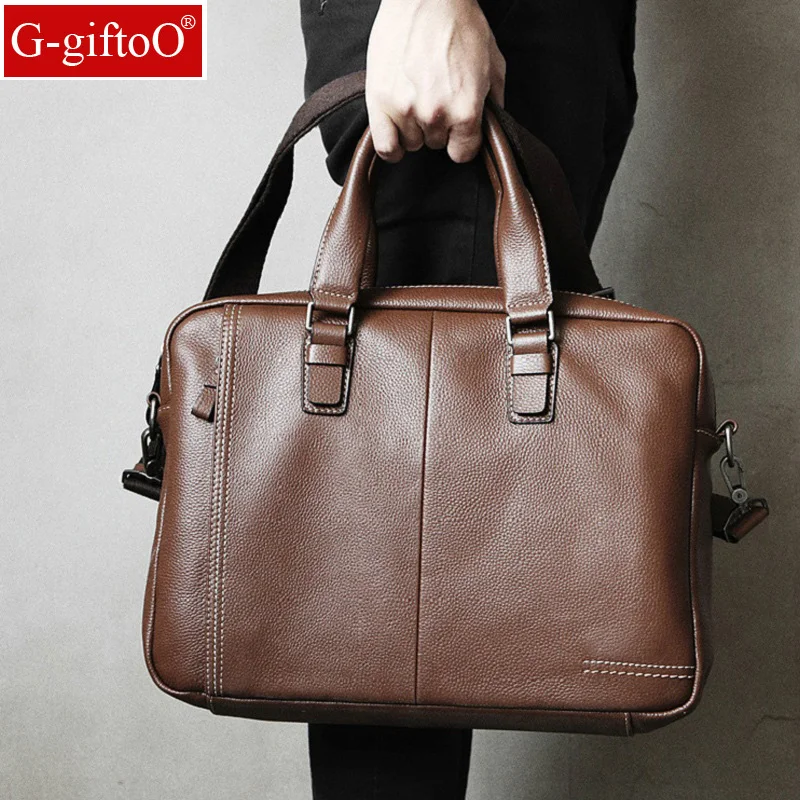 

Men shoulder messenger bag men's genuine leather Business briefcase, man bag for 15.6' laptop computer 2019 male handbag