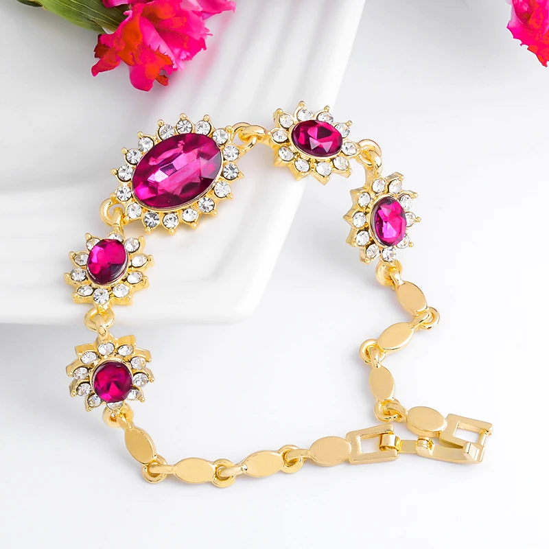 MISANANRYNE Горячая Красивая Золотая цепочка разноцветные Австрийские кристаллы модные ювелирные изделия браслет-цепочка