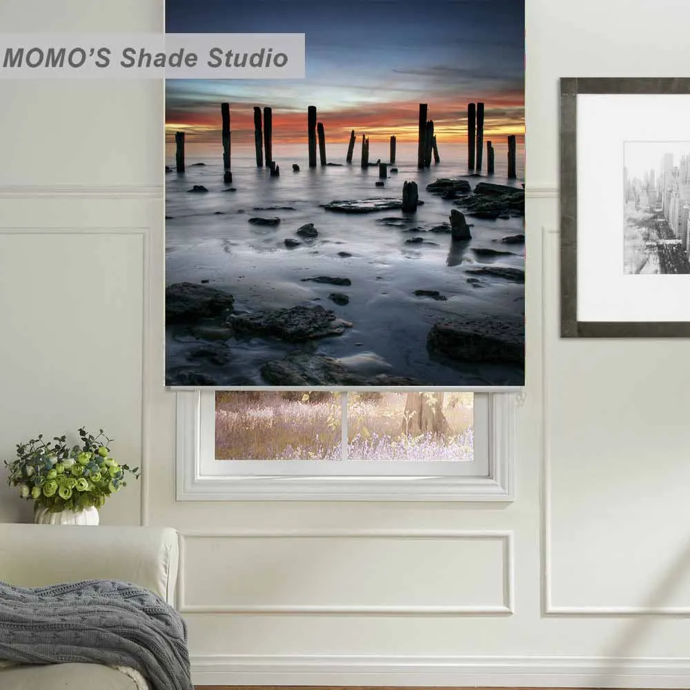 

MOMO Roller Blinds Blackout Design Window Blinds Shades Painting Curtains Roller Shades Thermal Fabric Custom Size PRB set579