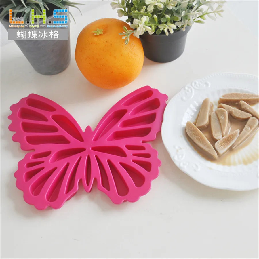  2pcs/lot Ice Cube Tray Mold Makes Butterfly Silicone Ice Mould Novelty Gifts Ice Tray Summer Drinking Tool  