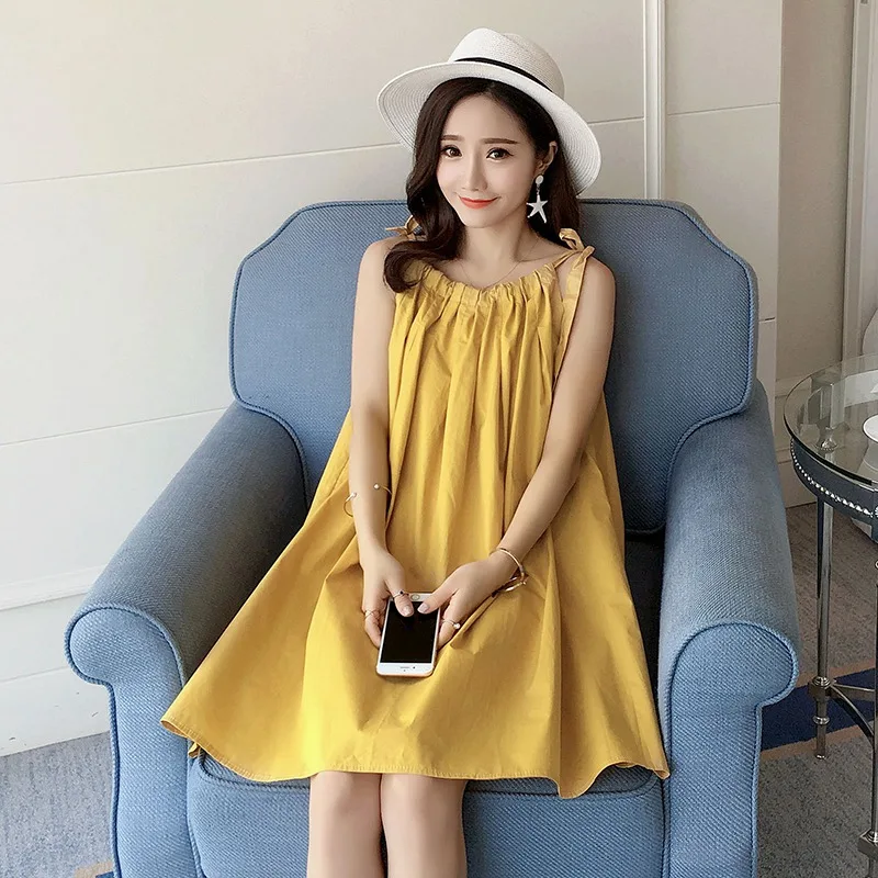 

Summer Drawstring Strap Skirt Dress Fashion Strapless Pleated Large Swing Dress Korean Pregnancy Skirt 2019 Maternity Wear