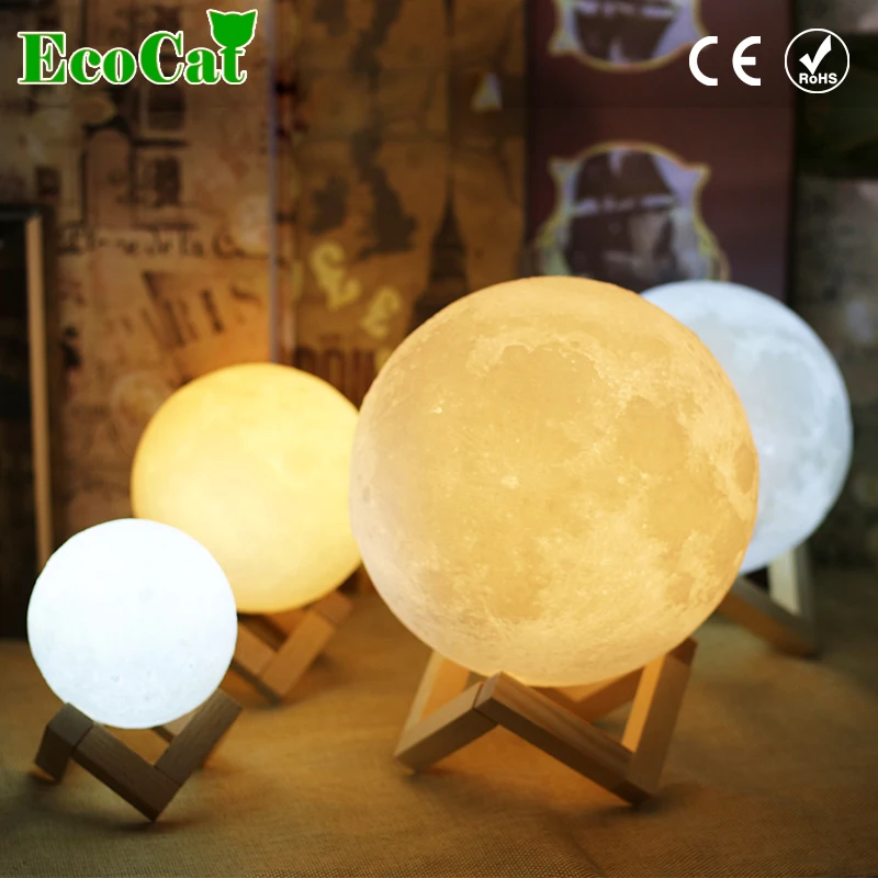 

Rechargeable Moon Lamp Night Light 3D Print 15CM 18CM Touch Switch 2 Color Change Bedroom Bookcase Creative Gift Home Decor