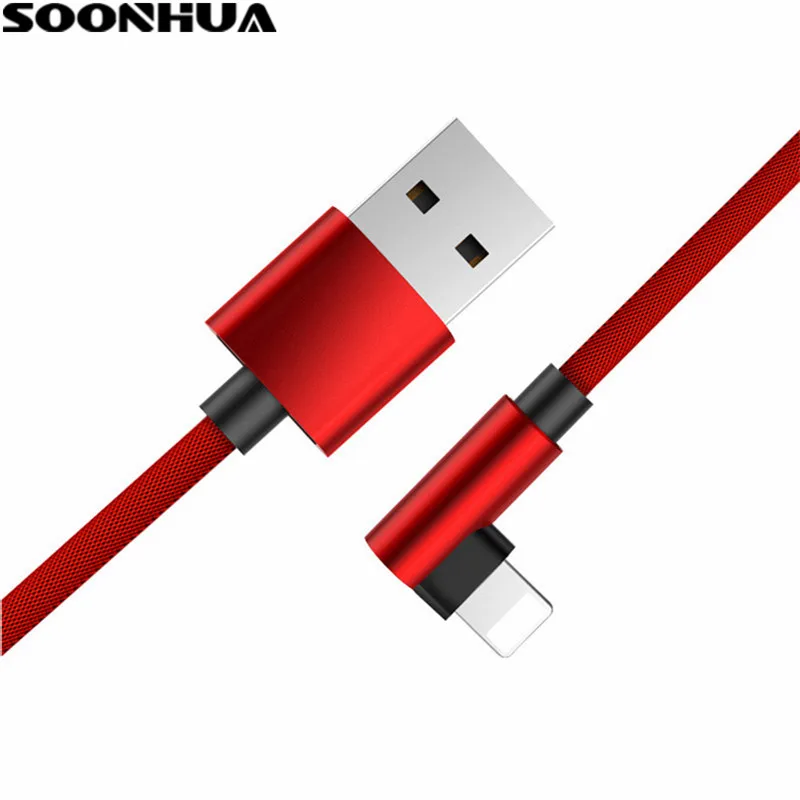 

SOONHUA 1M Cable 90 Degree L-shaped Twist Braided Fabric Cloth USB Data Cable Type-c Android Cable for iPhone Xiaomi Samsung