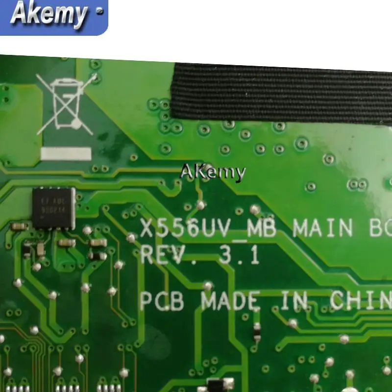 Akemy с 8 Гб ОЗУ I3 7100U процессор X556UQK Материнская плата For Asus X556UV X556U X556UQ материнская