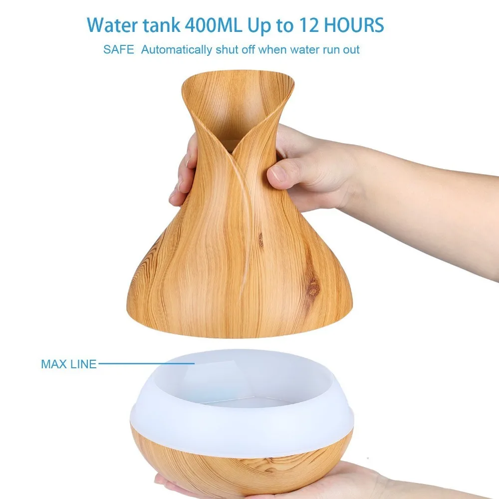 Aromacare 400ml Oil Diffuser Humidifier Shipping Free Ultrasonic Wood Grain Aromatherapy Essential Oil Diffuser (12)