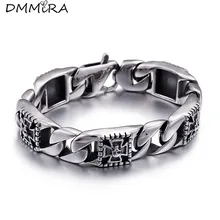 Лидер продаж Модные крутые мужские панк скелетные цепи из нержавеющей стали ретро серебряные черные квадратные крест череп Фараон браслеты ювелирные изделия