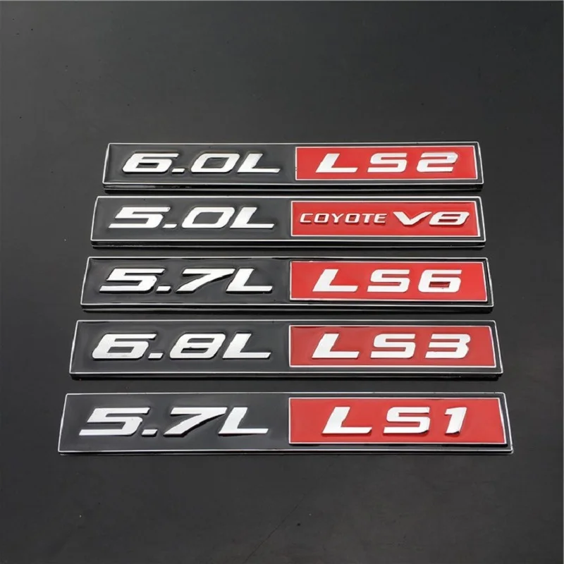 /"6.8L LS3/" Metal 3D Decal Black/&Red Emblem Exterior Logo Sticker For Chevrolet