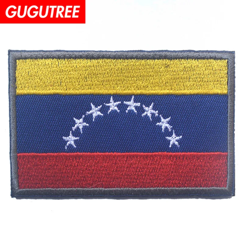 

GUGUTREE embroidery HOOK&LOOP State of venezuela patch national flag patches badges applique patches for clothing AD-253