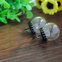 50 компл./лот 25*15 мм Стекло пузырь и ушками studdiy Стекло пузырь флакон кулон желание кулон