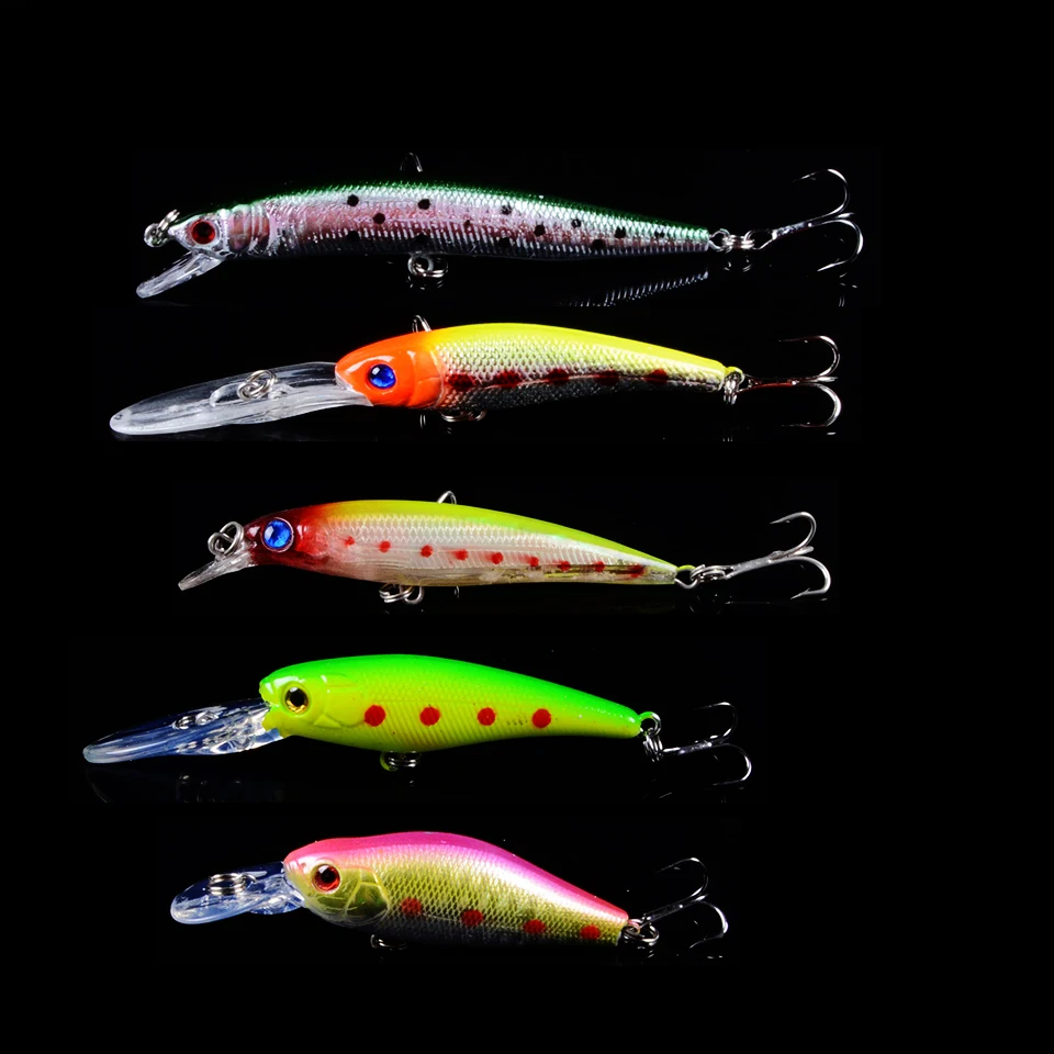 

Новое поступление, 5 шт./лот, рыболовные приманки, гольян, высокое качество, 5 различных моделей, искусственная приманка, рыболовные снасти, рыба, 3D глаза