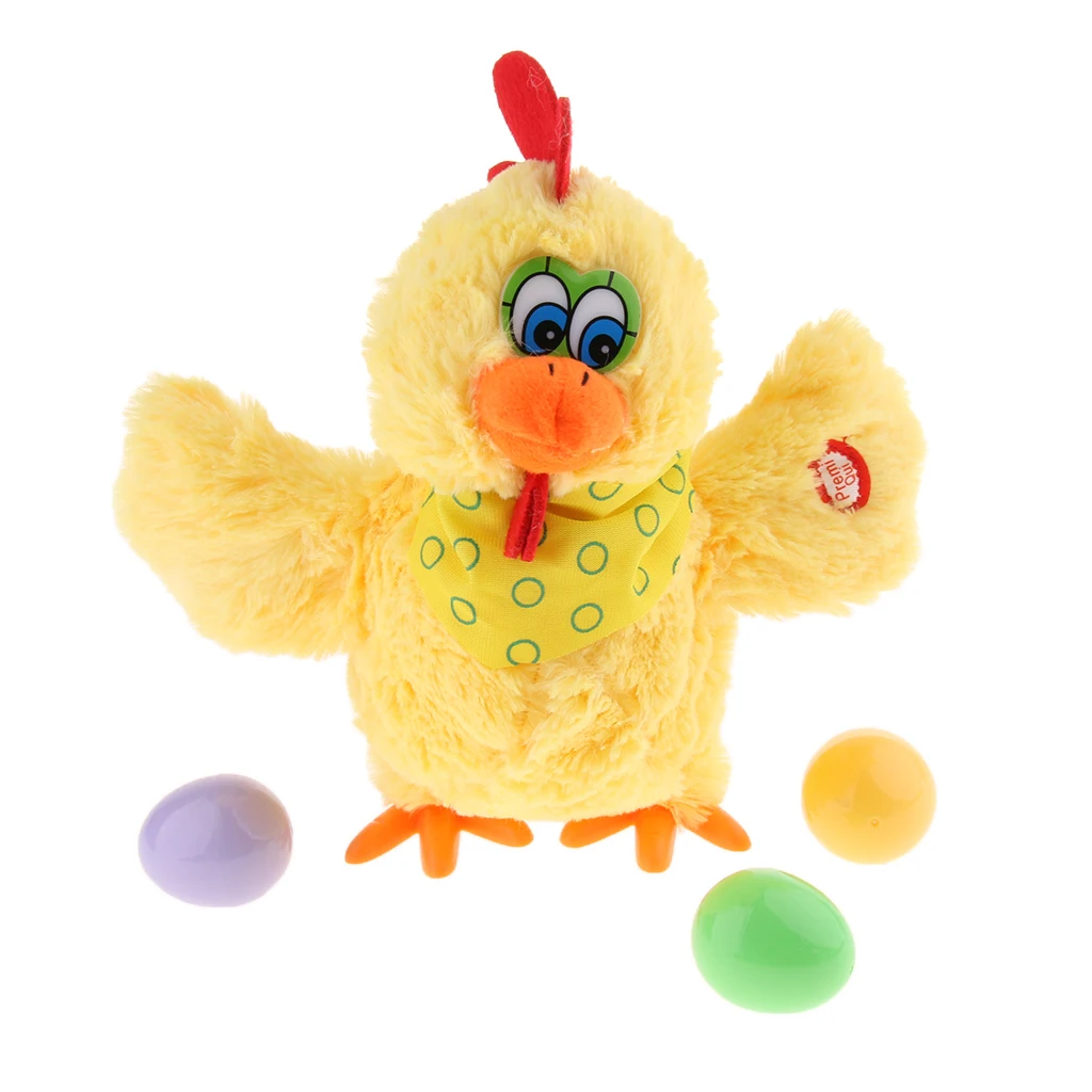 Lovely Raw Hens Lay Chicken Eggs Crazy Singing and Dancing Electric Pet Dolls Plush Toys Birthday Gifts