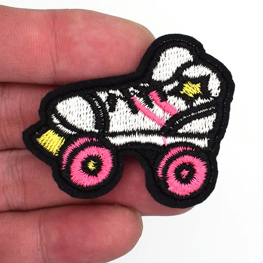 2 small pieces ROLLER SKATES Iron On Patch Applique Skating Motif