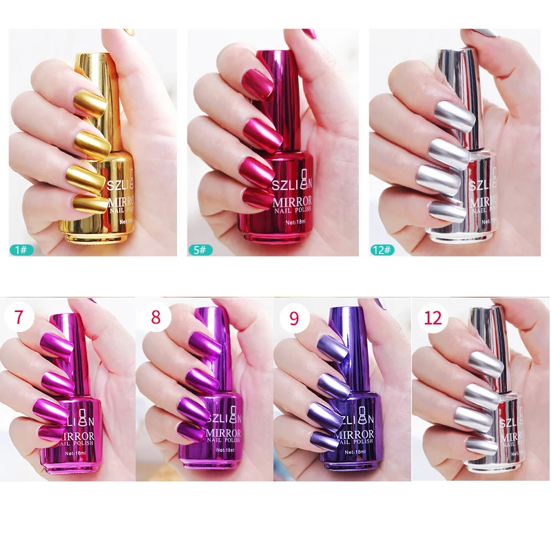 

Fashion18ml Nail Polish Metallic Nail Polish Magic Mirror Effect Chrome Harmless Long-Lasting Mirror nail polish