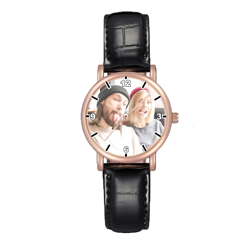 

A3314w Drop shipping personalized watch image print wristwatch message write on front watch face custom own gift for girl friend