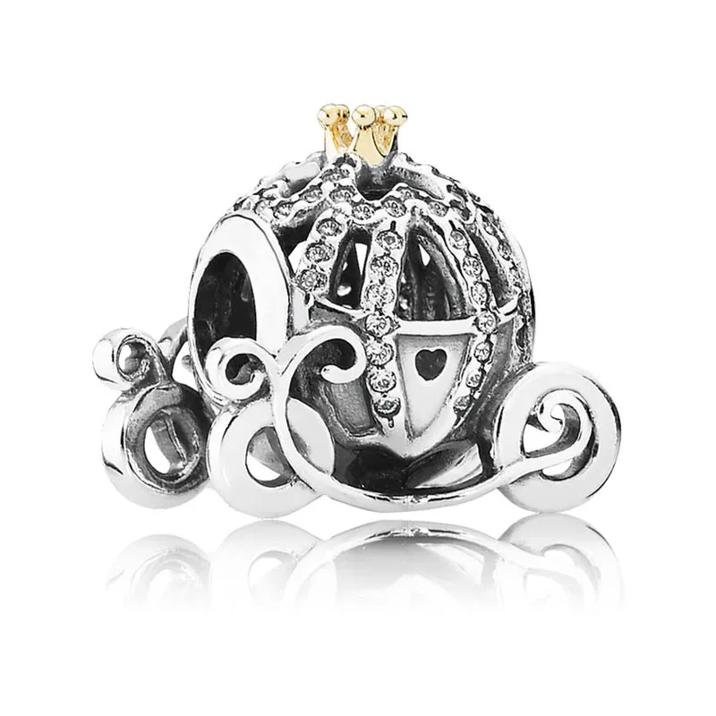 

Authentic S925 Sterling Silver DIY Jewelry Cinderella's Pumpkin Charms fit Pandora Bracelet Bangle Pave Crystals