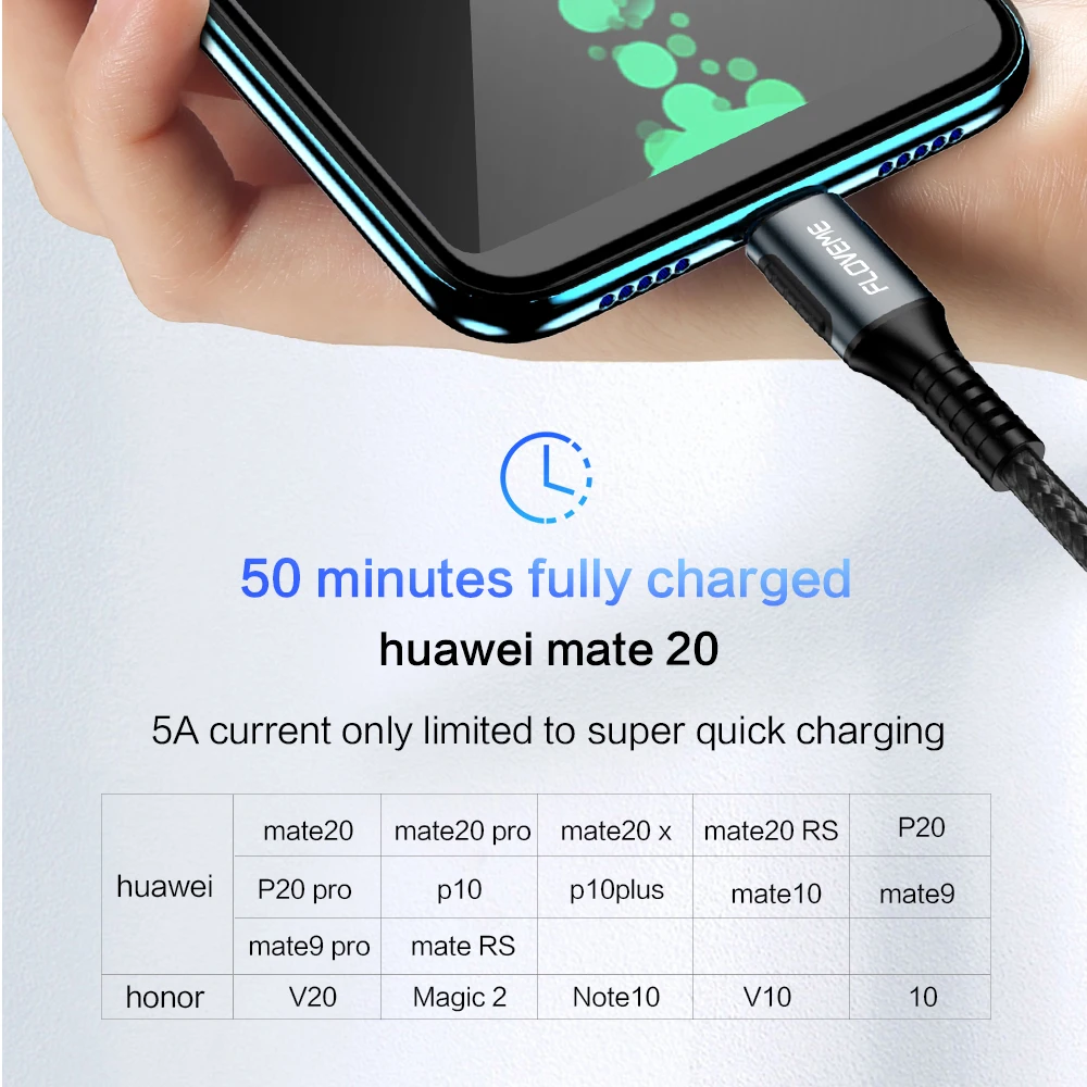 FLOVEME 5A usb type-C кабель для huawei mate 20 P20 Lite USBC быстрое зарядное устройство USB-C type-C кабель для samsung S10 S10e