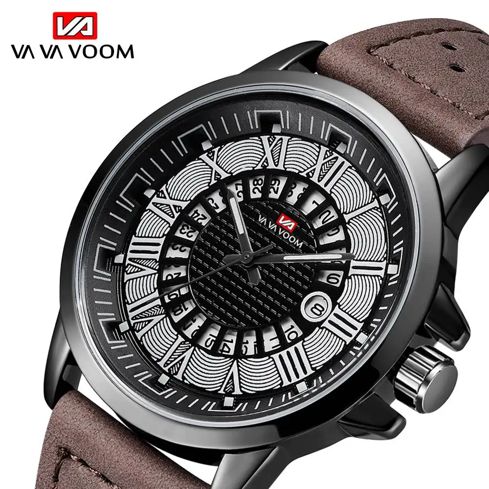 

Reloj Hombre Luxury Mens Watches Fashion Chronograph Quartz Wristwatch Waterproof 30M Leather Strap Watch With Relogio Masculino