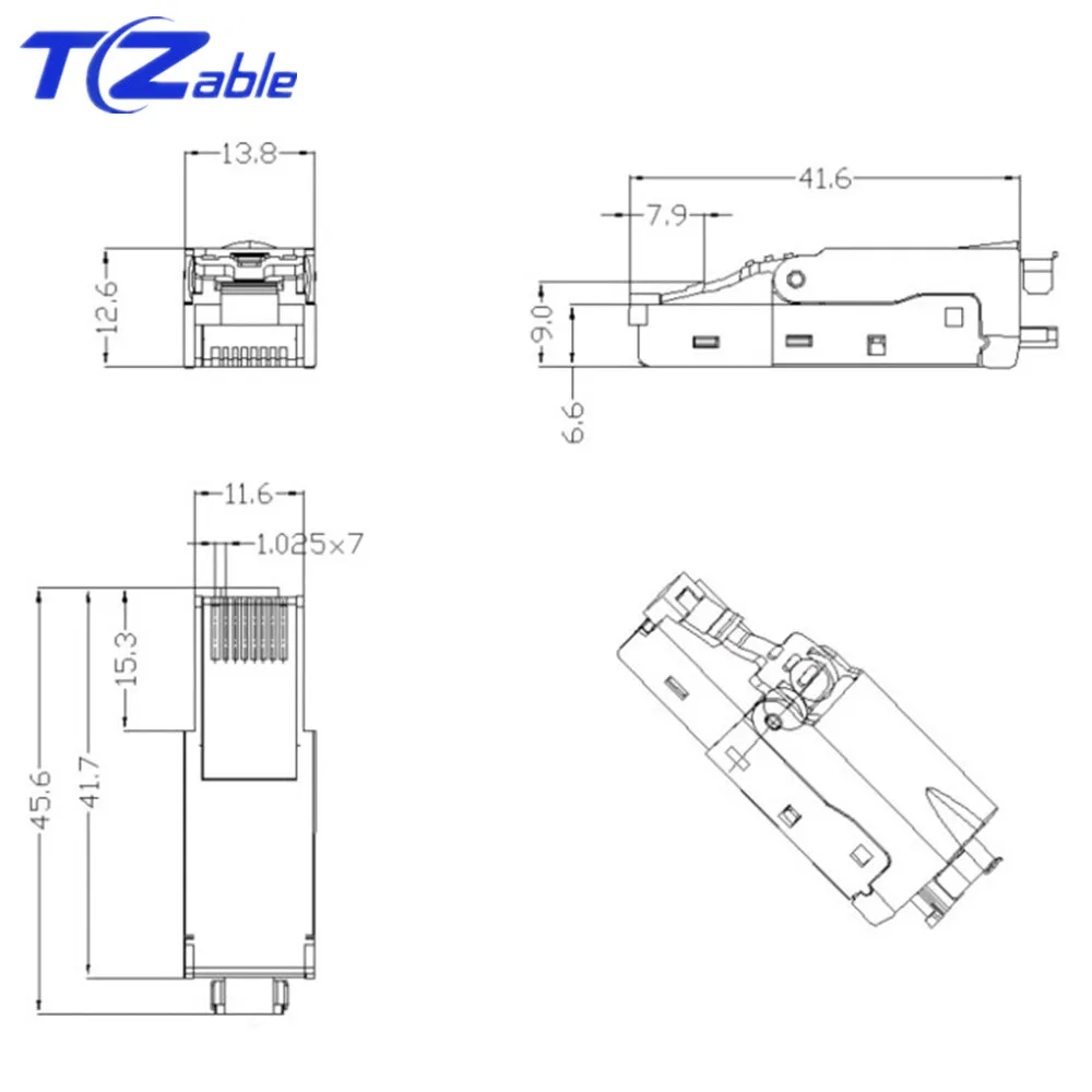 RJ45 Cat7 Разъем 10 Гбит/с Ethernet щит сетевой разъем обжимной RJ45 многоразовый Ethernet кабель Cat6 адаптер коннекторы с кристаллами