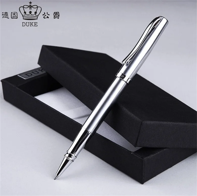 Высококачественный бренд DUKE 209 черный/серебристый металлический круглый РОЛИК ручка с коробкой тонкие офисные канцелярские модные шариковые ручки подарок - Цвет: Silver