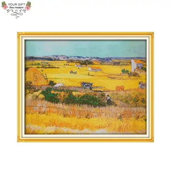 

Joy Sunday F685 Free Shipping 14CT 11CT Counted and Stamped Home Decor A Good Harvest Of Wheat Embroidery Cross Stitch Kits